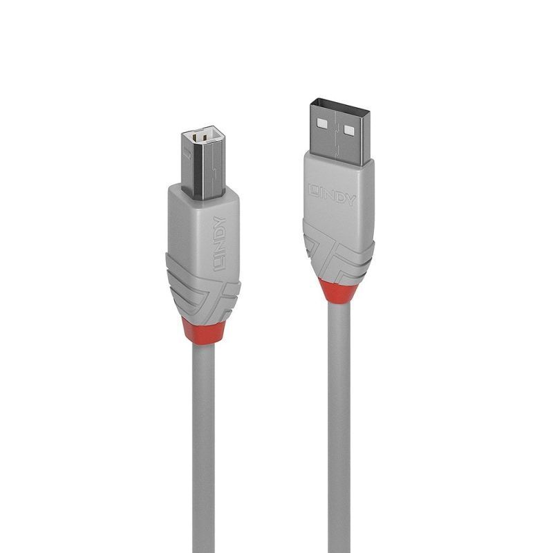 Lindy 2m USB-A 2.0 to USB-B Cable - Anthra Line Grey