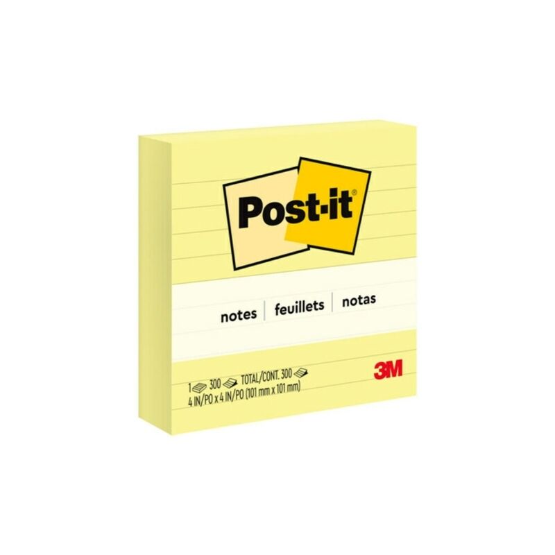 Post-It Lined Notes Canary Yellow 101 x 101mm - Box of 12