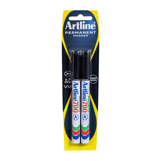 Artline 700 Permanent Marker 0.7mm Bullet Blk Pk2