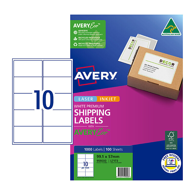 AveryEco Lbl L7173 10UP Pk100
