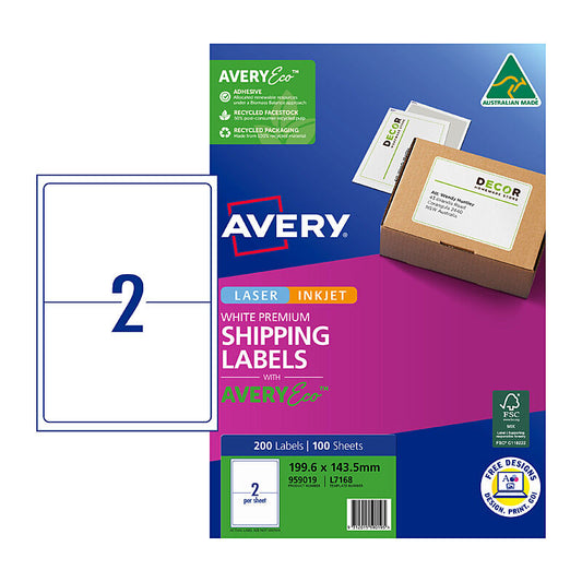 AveryEco Label L7168 2UP Pk100