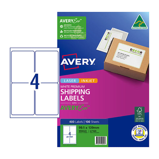 AveryEco Label L7169 4UP Pk100