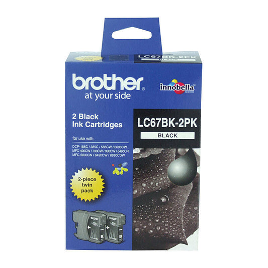 Brother LC67BK2PK Black Genuine Ink Cartridge