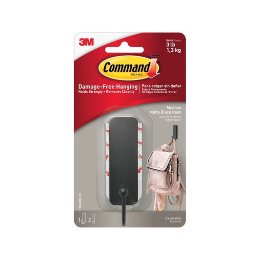 Command 17034MB Medium Metal Hook - Matte Black