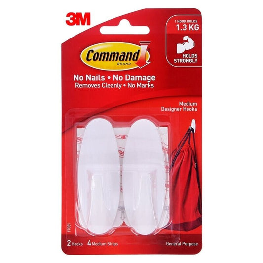 Command 17081 Medium Designer Hooks 2-Pack - Box of 6