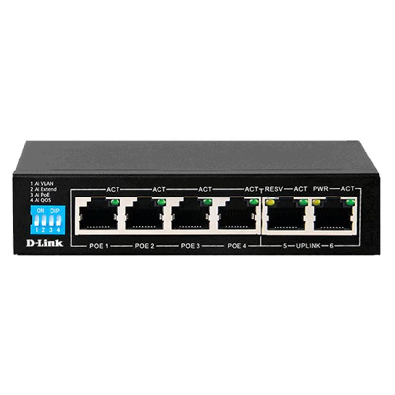 D-Link 6-Port PoE Switch with 4 Long Reach 250m PoE Ports [DES-F1006P-E]