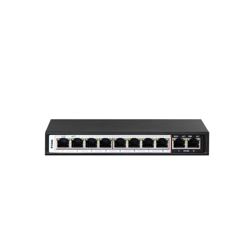 D-Link 10-Port PoE Switch with 8 Long Reach 250m PoE Ports [DES-F1010P-E]