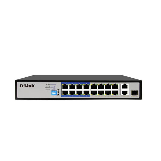 D-Link 18-Port PoE Switch with 16 PoE Ports (8 Long Reach 250m) [DES-F1018P-E]