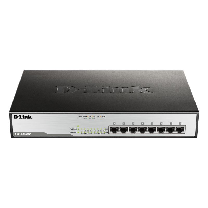 D-Link 8-Port Gigabit PoE Unmanaged Switch with 140W PoE [DGS-1008MP]