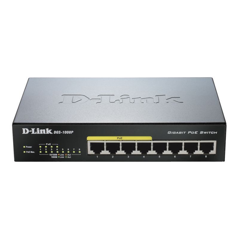 D-Link 8-Port Gigabit PoE+ Unmanaged Switch [DGS-1008P]