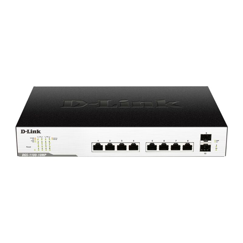 D-Link 10-Port Smart Managed Switch with 8 PoE and 2 SFP ports (130W) [DGS-1100-10MPPV2]