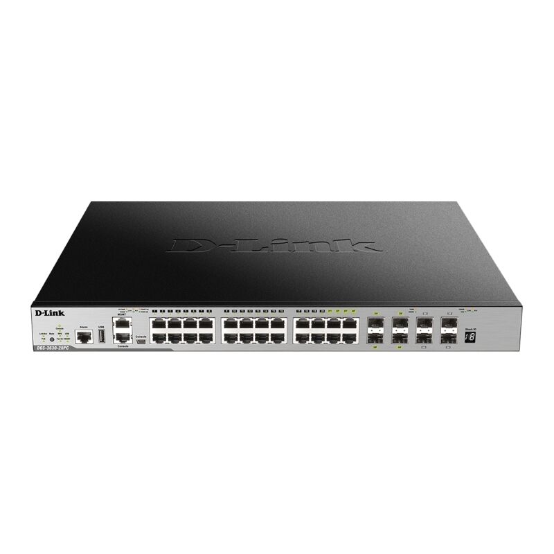 D-Link 28-Port Layer 3 Stackable Gigabit PoE Switch with 4 10GbE Ports [DGS-3630-28PC]