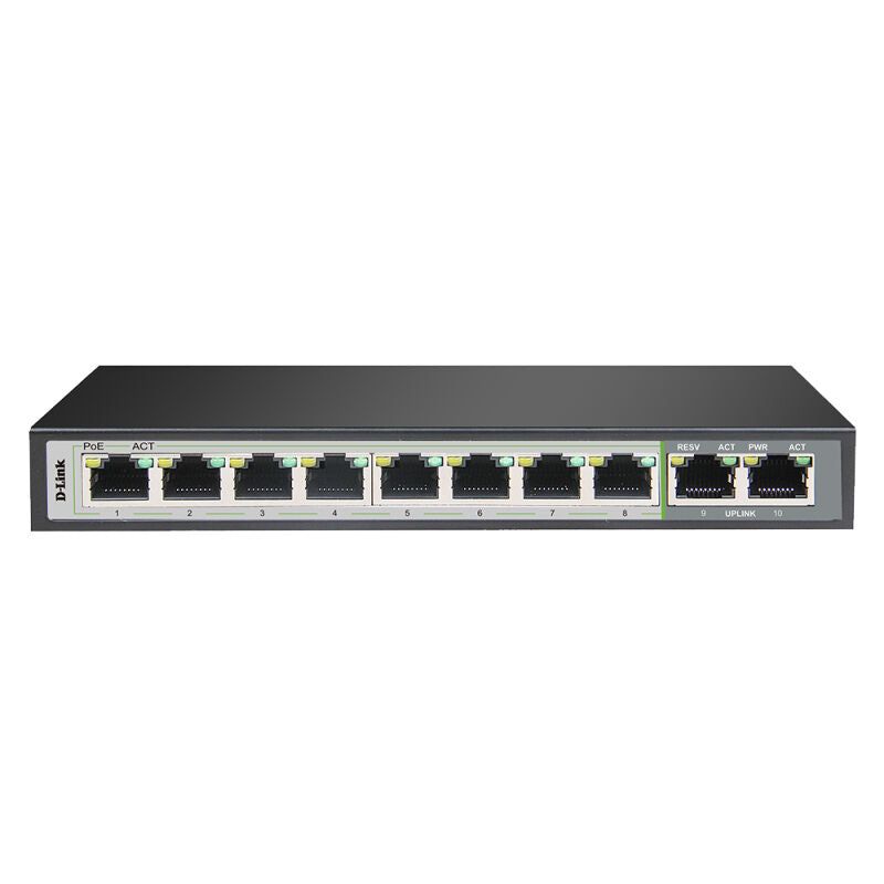 D-Link 10-Port Gigabit PoE Switch with 8 Long Reach PoE Ports and 2 Uplink Ports [DGS-F1010P-E]