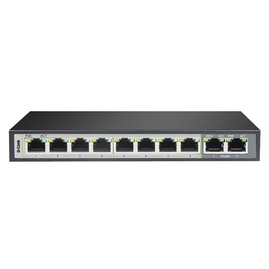 D-Link 10-Port Gigabit PoE Switch with 8 Long Reach PoE Ports and 2 Uplink Ports [DGS-F1010P-E]