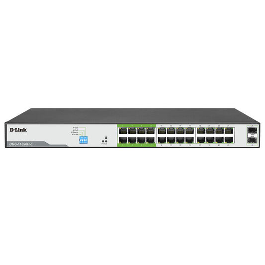 D-Link 26-Port Gigabit PoE Switch with 24 PoE+ Ports and 2 SFP Uplinks [DGS-F1026P-E]
