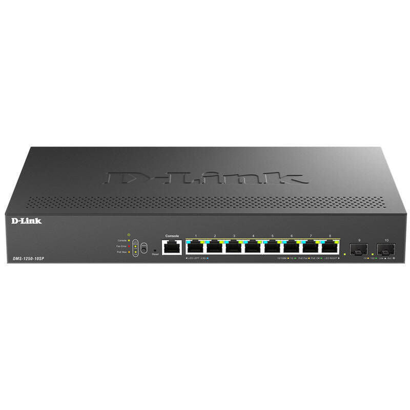 D-LINK 10-Port Multi-Gigabit Smart Managed PoE+ Switch with 8 2.5G PoE+ ports and 2 10G SFP+ ports [