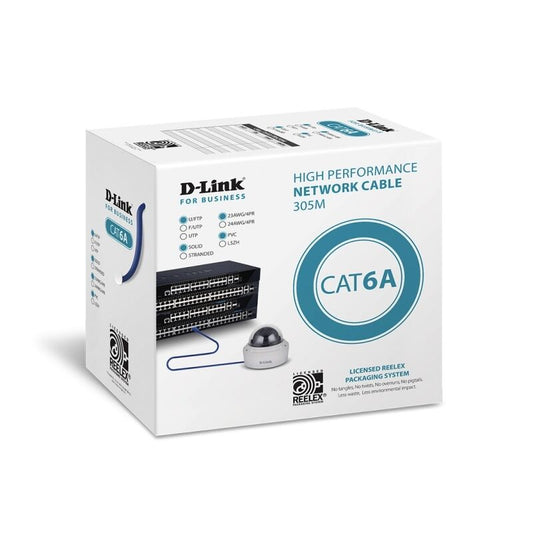 D-Link Cat6A U-FTP 23AWG Network Cable 305m in Reelex packaging Blue [NCB-6AUFS23BLU-305]