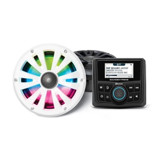 ECOXGEAR Marine AM/FM/Bluetooth Digital Media Radio + LED Light Controller + 6.5 inch Speakers [SEI-
