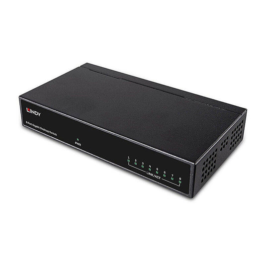 Lindy 8 Port Gigabit Ethernet Switch Premium, Metal Housing [25045]