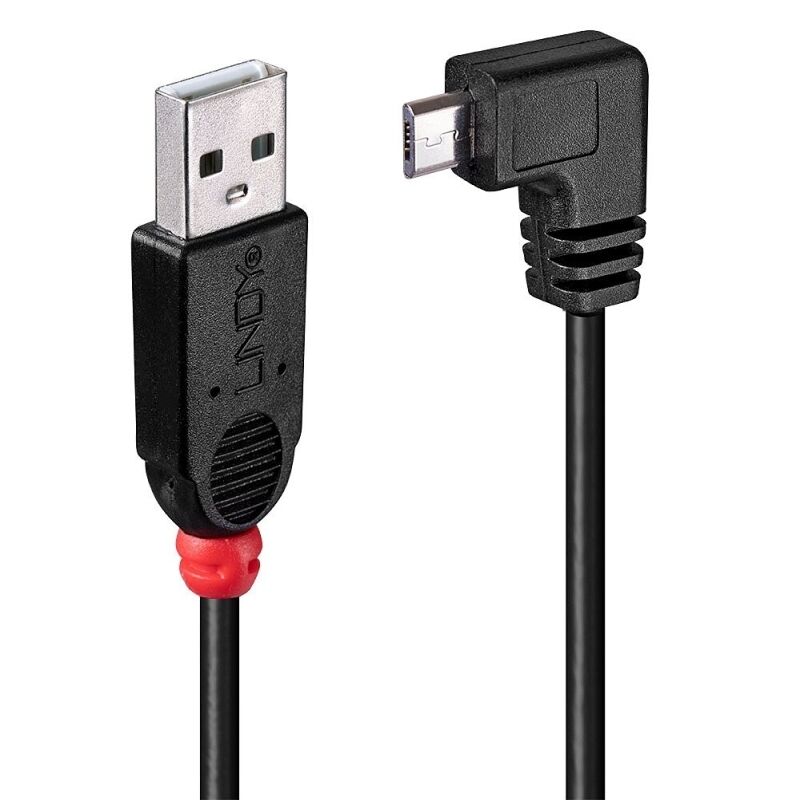 Lindy 2m USB-A 2.0 to Micro-B 90-Degree Cable [31977]