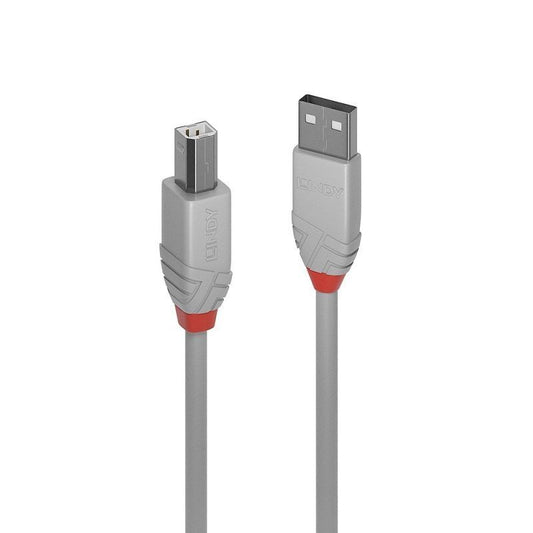 Lindy 2m USB-A 2.0 to USB-B Cable - Anthra Line Grey