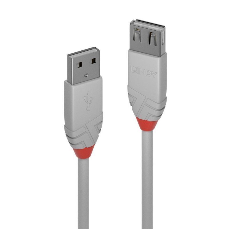 Lindy 0.5m USB-A 2.0 Extension Cable Anthra Line Grey [36711]