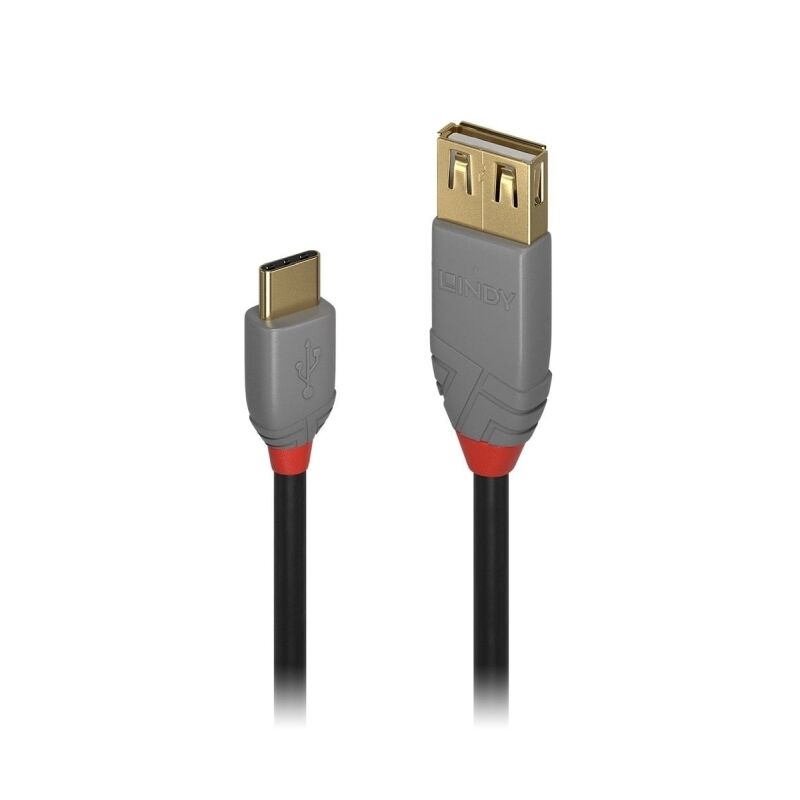 Lindy 0.15m USB-C 2.0 to USB-A Adapter Cable Anthra Line [36897]