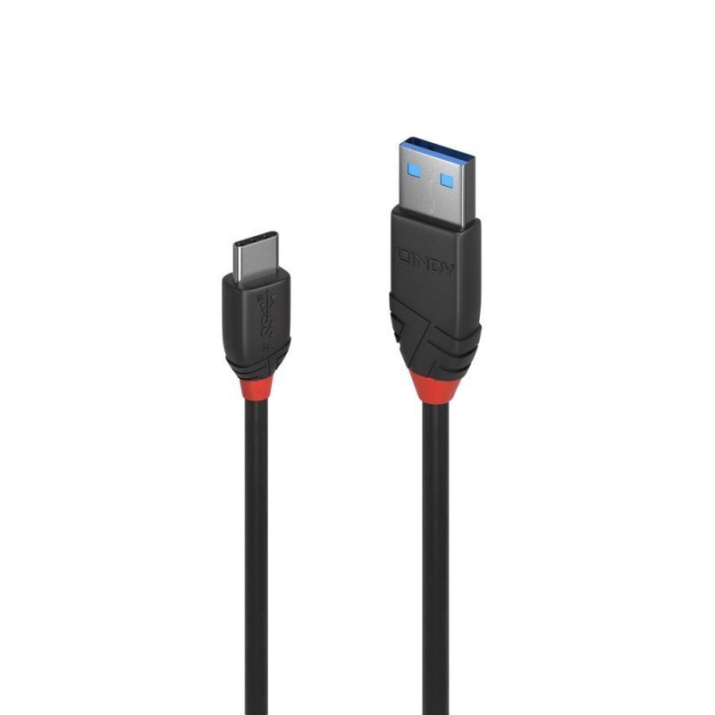 Lindy 1m USB-C 3.1 to USB-A Cable 3A Black Line [36916]