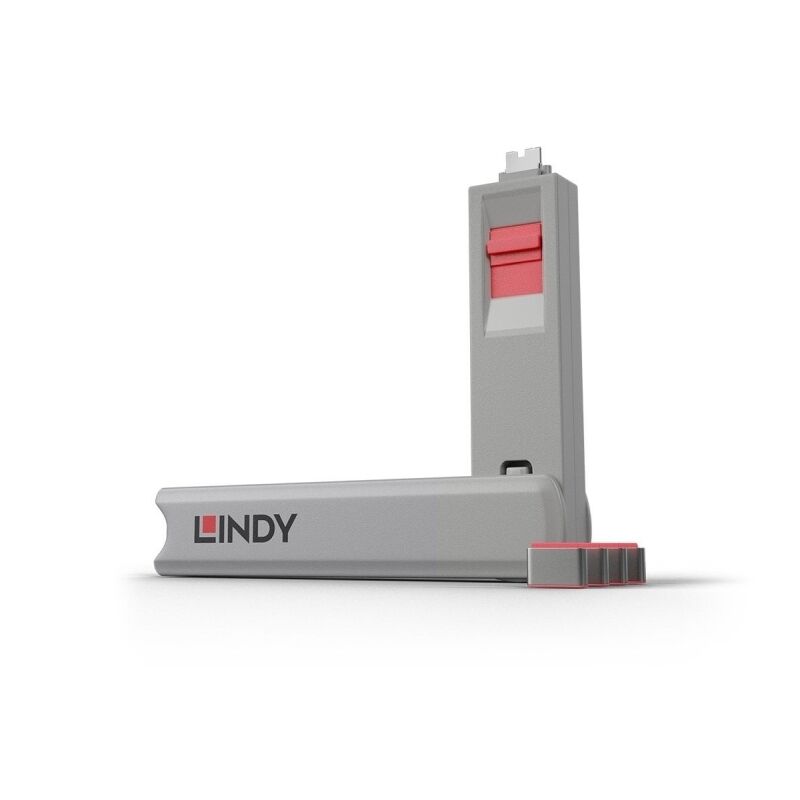 Lindy USB-C Port Blockers & Key 4 Pack (Pink) [40425]