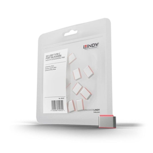 Lindy USB-C Port Blockers 10 Pack (Pink) [40437]