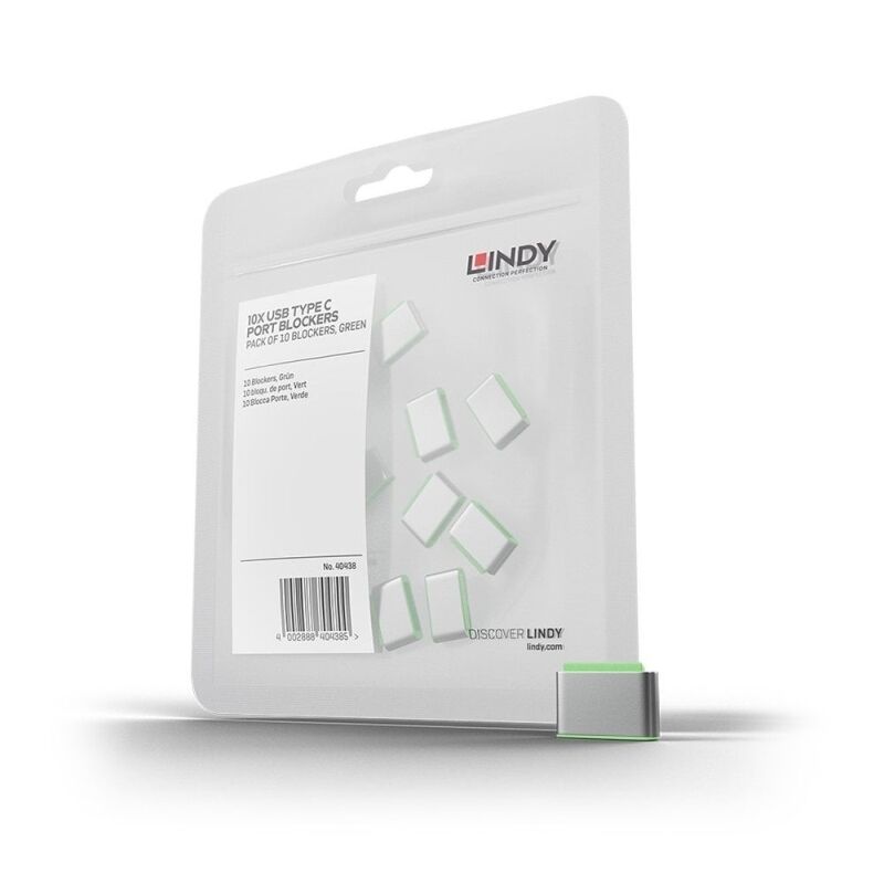 Lindy USB-C Port Blockers 10 Pack (Green) [40438]