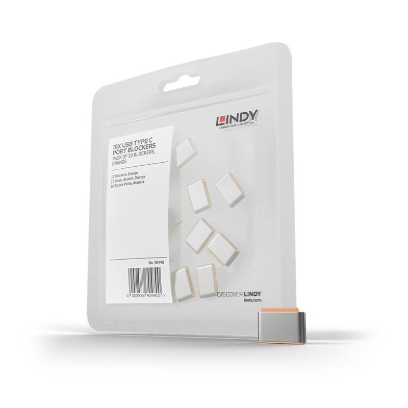 Lindy USB-C Port Blockers 10 Pack (Orange) [40440]