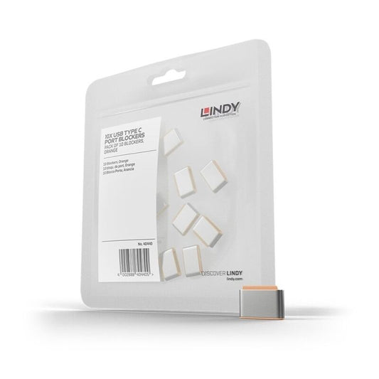 Lindy USB-C Port Blockers 10 Pack (Orange) [40440]