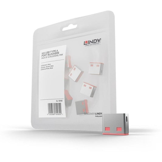 Lindy USB-A Port Blocker (no key) 10 Pack Pink [40460]