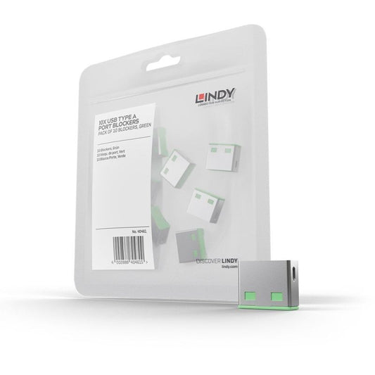 Lindy USB-A Port Blocker (no key) 10 Pack Green [40461]