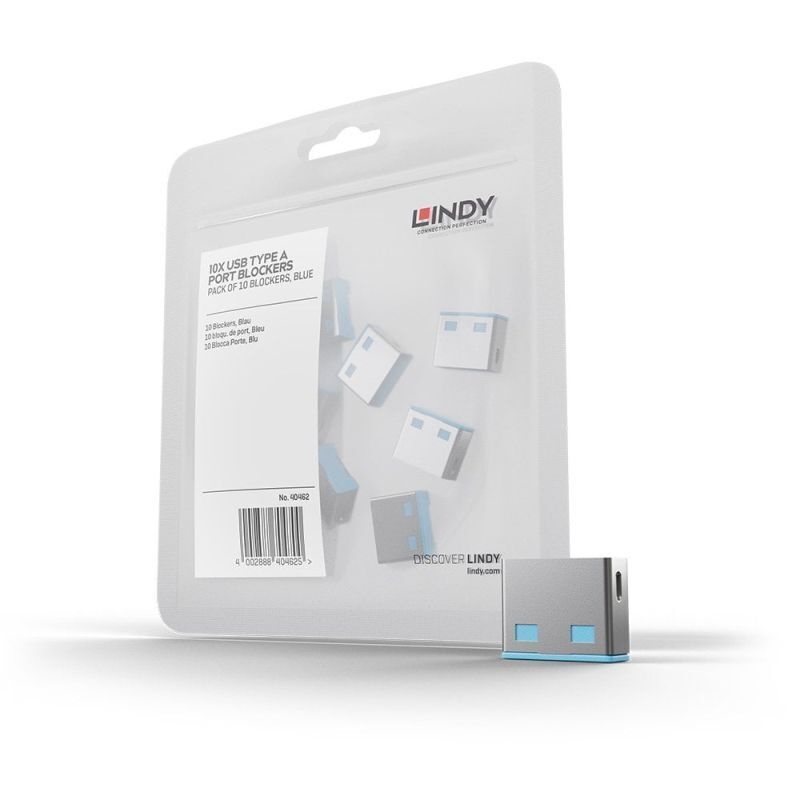 Lindy USB-A Port Blocker (no key) 10 Pack Blue [40462]