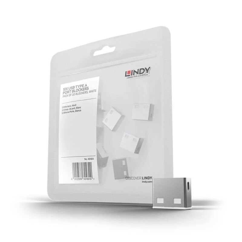 Lindy USB-A Port Blocker (no key) 10 Pack White [40464]