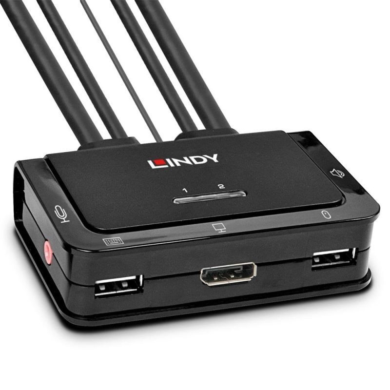 Lindy 2 Port DP 1.2 USB-A 2.0 & Audio KVM Switch [42344]
