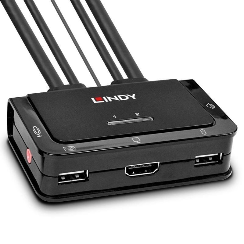 Lindy 2 Port HDMI 2.0 USB-A 2.0 & Audio KVM Switch [42345]