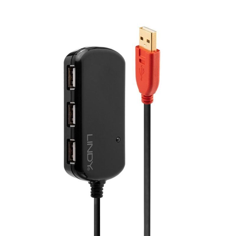 Lindy 12m 4 Port USB-A 2.0 Active Extension Pro Hub [42783]
