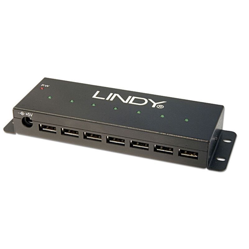 Lindy 7 Port USB-A 2.0 Industrial Hub with Power Adapter [42794]