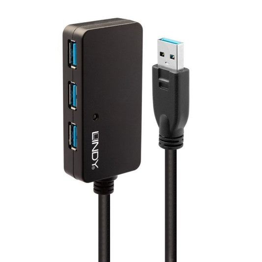 Lindy 10m 4 Port USB-A 3.0 Active Extension Pro Hub [43159]