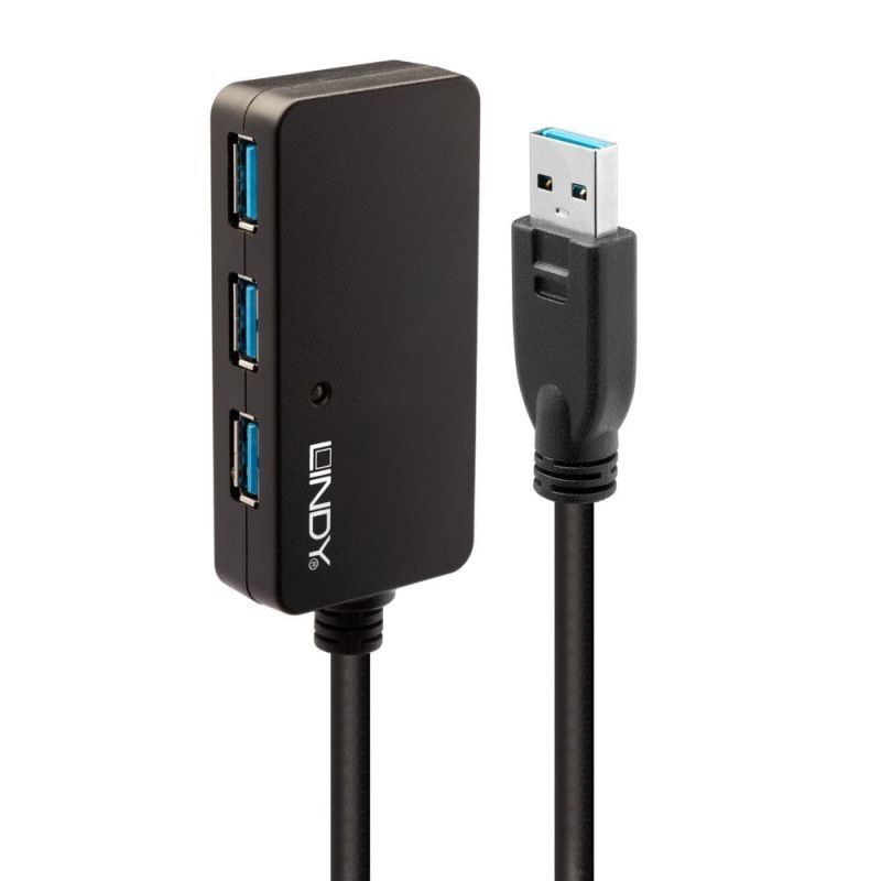 Lindy 10m 4 Port USB-A 3.0 Active Extension Pro Hub [43159]