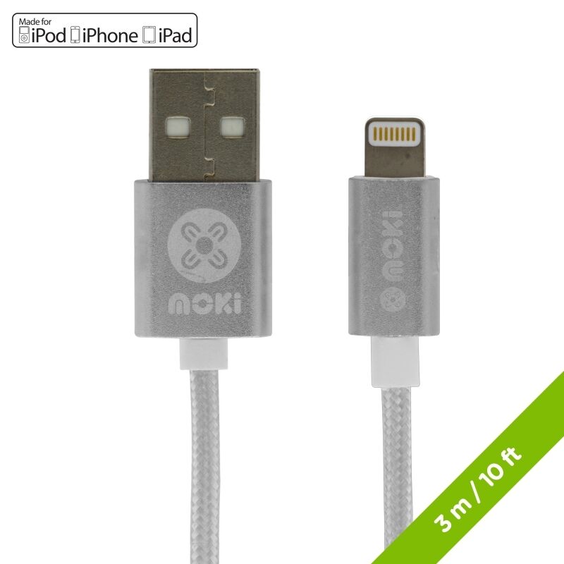 Moki Lightning Cable 3M Silver [ACC MSTLCAKSSV]