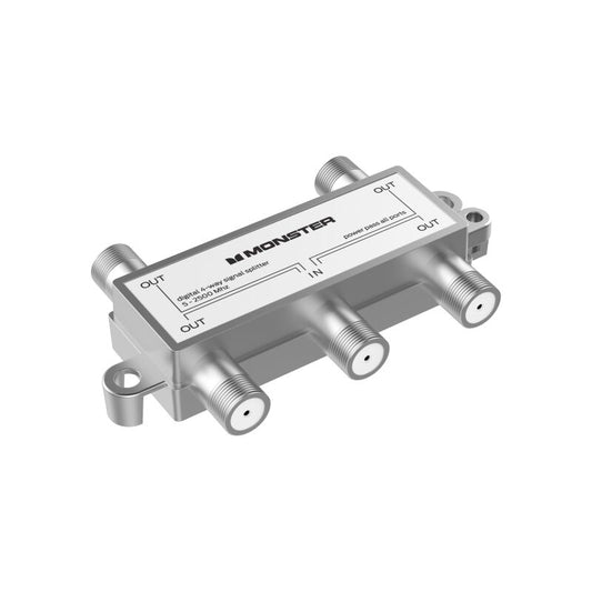 Monster PIN Digital Coaxial 4 Way TV Splitter [MTRF4SPLIT]