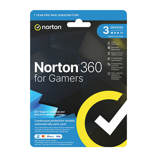 Norton 360 Protection For Gamers 1 User 3 Device 1 Year Sub ESD Version [21441493]
