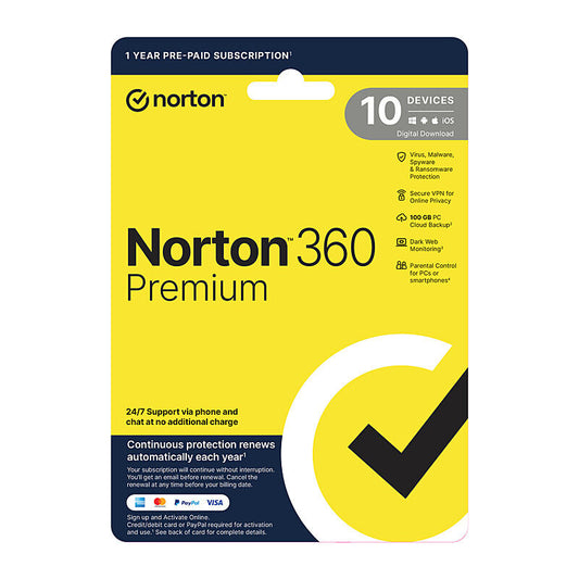 Norton 360 Premium Protection 1 User 10 Devices 1 Year Sub [21432824]