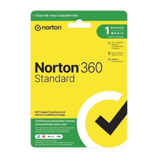 Norton 360 Standard Protection 1 User 1 Device 1 Year Sub [21432849]