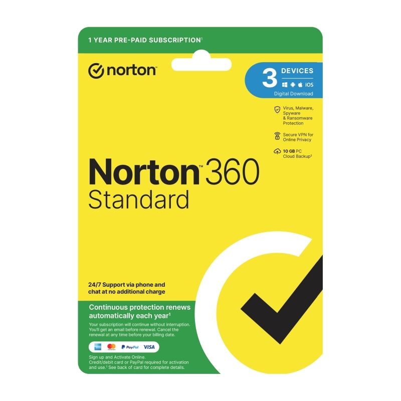 Norton 360 Standard Protection 1 User 3 Devices 1 Year Sub [21432815]