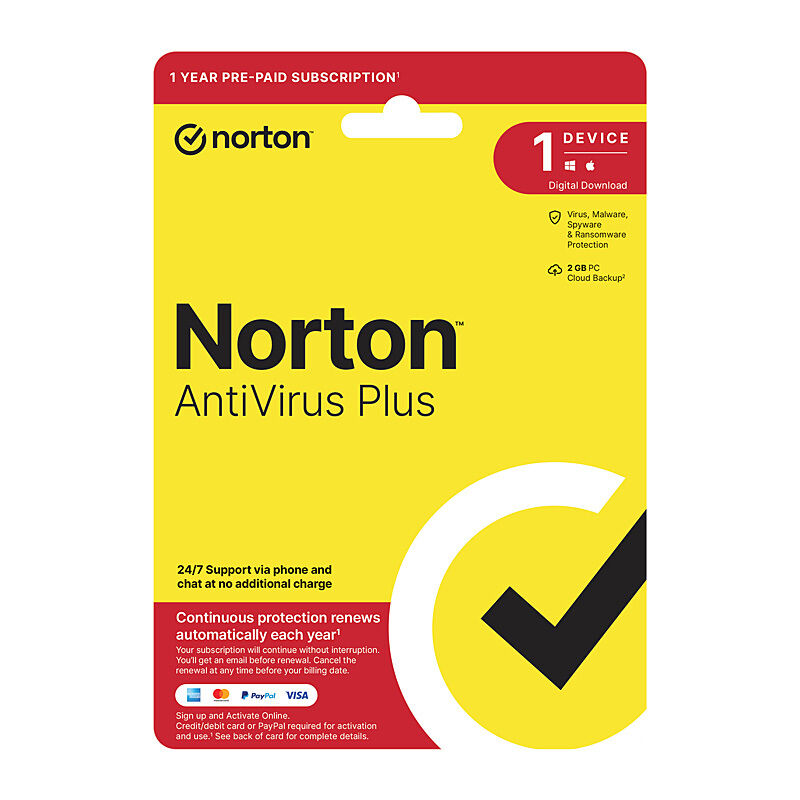 Norton AntiVirus Plus 1 User 1 Device 1 Year Sub ESD Version [21433676]